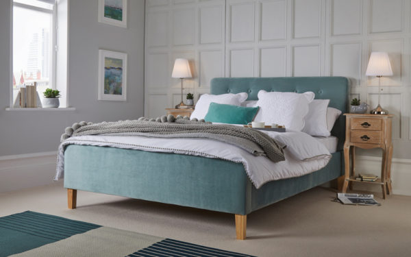 LPD Pierre Velvet Bed Frame, King Size, Aqua