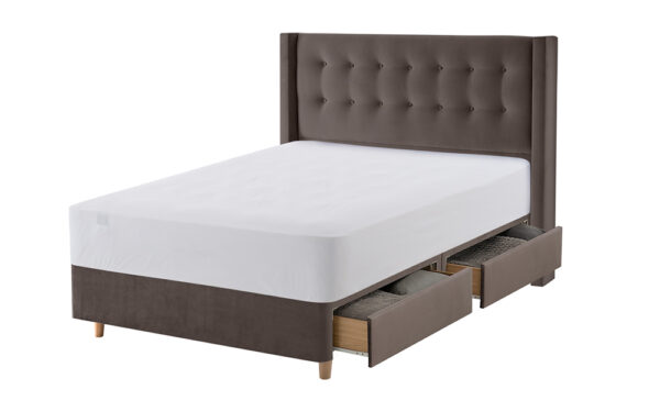 Silentnight Bloomsbury Charcoal Velvet Bed Frame, Superking, 4 Drawers