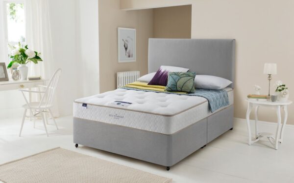 Silentnight Amsterdam Miracoil Ortho Divan Bed Set, Single, 2 Side Drawers, Matching Selene Headboard, Slate Grey