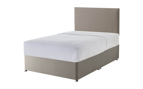 Silentnight Sandstone Divan Bed, Small Double, Matching Castello Headboard, Half Ottoman Storage