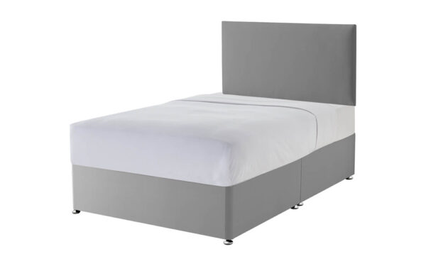 Silentnight Slate Grey Divan Bed, Double, Half Ottoman + 2 Half Drawers, Matching Castello Headboard